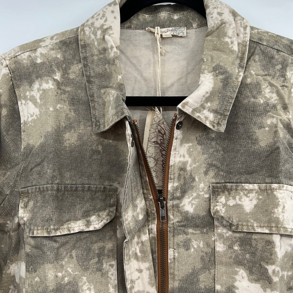 🆕Mystree Camouflage Shacket Distressed Vintage Coloring Drawstring Waist Cotton - Picture 11 of 14